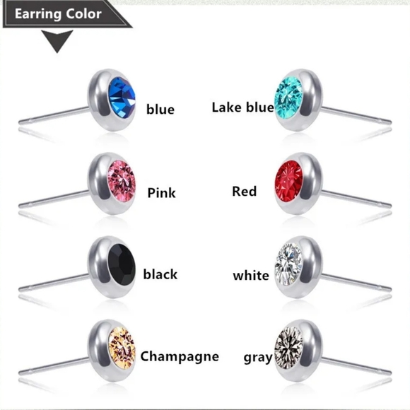 Stainless Steel CZ Stud Earrings for Men & Woman - Picture 8 of 8
